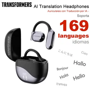 TRANSFORMERS TF-T61 with Built-in 169-Language Translation Open Free Wireless Bluetooth Noise Cancelling Headphones With Digital Display For Sports Gaming Earphones Audio Electronic