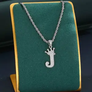 Crown Initial Letter Charm Twist Necklace - Customized Alphabet Choker Birthday Gift