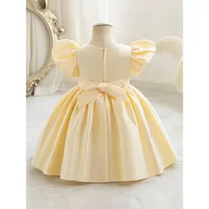 NewNewGirls' Birthday Dress Puff Sleeve 3D Flower Party Dress Holiday Dress Girls' Satin Dress Princess Dress summer outfits girls golf cheetah print black(Gift)11