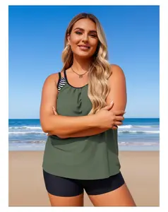 Plus Size Tankini Swimsuits for Women - Two Piece Swimwear with Shorts, Tummy Control Bathing Suit 2025, Comfortable & Flattering Swimsuit for Beach & Pool