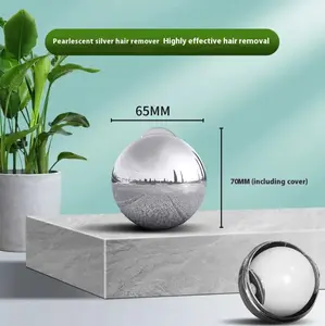 Eco Pet Fur Eraser Ball - Reusable Hair Remover for Clothes & Upholstery - 65MM Size - Pearlescent Silver Design - Easy to Use & Eco-Friendly