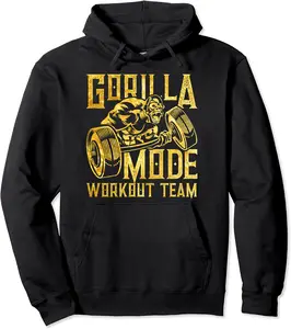 Gorilla Mode Workout Team Gold Beast Fitness Gym Lifting Pullover Hoodie - Claragonz Shop 89B096973LPP