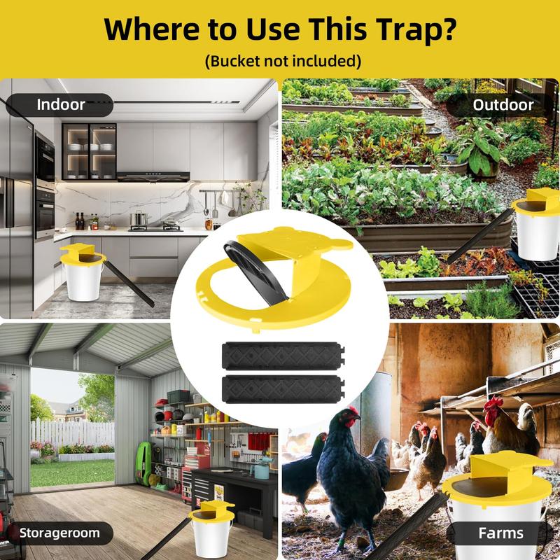 Mouse Trap Bucket 4-Pack ABS Material Durable Multi-Catch Auto-Reset Humane Lethal Rat Trap for 5 Gallon Bucket Indoor Home Use