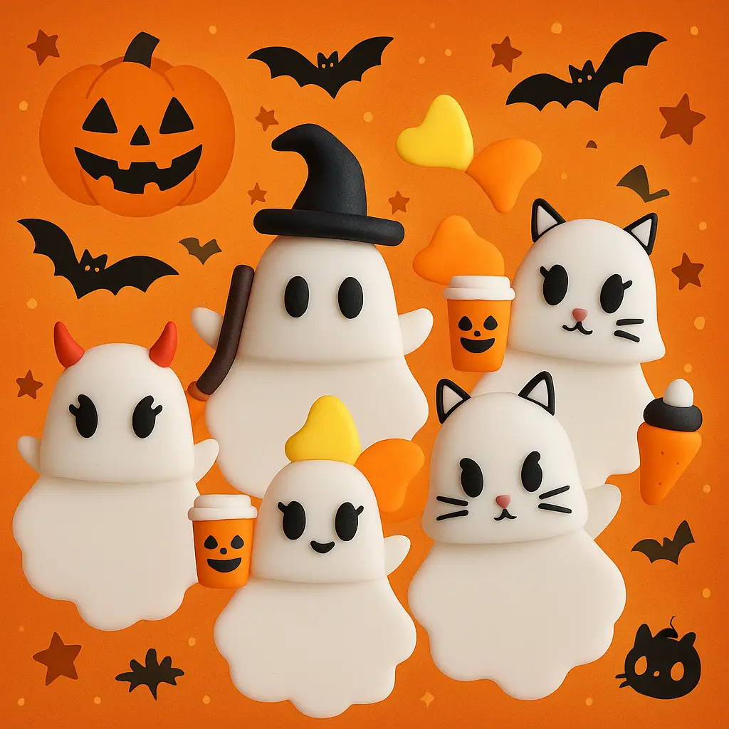 [Free shipping lucky box]Ghostees Mystery Phone Case Charm – 6 Collectible Halloween Ghost Designs Blind Box