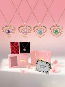 Elegant Heart Moebius Ring Pendant Necklace, Rose Gift Box Included, Perfect for Girlfriend, Lover, Mother, Friend, Valentine's Day