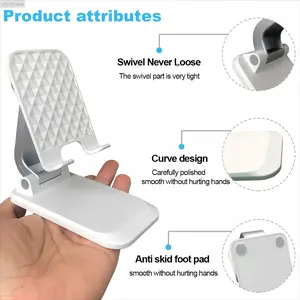 Foldable Phone Stand for Desk, All-Angle Adjustable Cell Phone Holder, Portable Desktop Stand for iPhone & Android, Stable Desk Accessory for Office, Home, Video Calls, Streaming, Travel