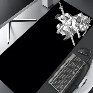 Dark Japanese Swordsman Extra Large Gaming Mouse Pad, Non Slip Mousepad, Anime Desktop Decor with Anti-Slip Rubber Edge, Multi-Size for Laptop and Desktop, Great Gift for Boys and Girls