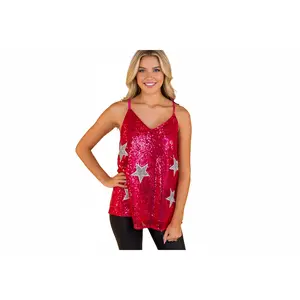 Destined To Shine Hot Pink Sequin Tank with Silver Stars