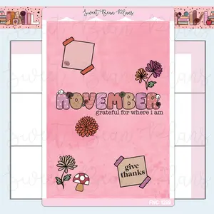 November 2025 Cover Page Vinyl Planner Stickers | Fnc 1269