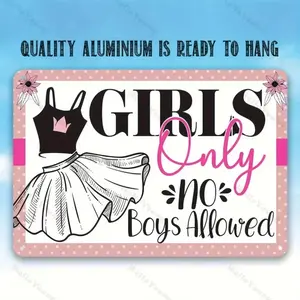 Girls Only No Boys Allowed Sign, Custom Desktop Plaque, Home Decor Sign, Metal Sign for Coffee Shop, Enchanting Charm for Home