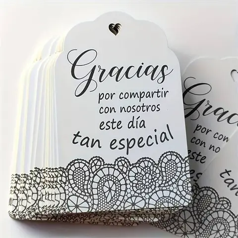 25/50/100pcs Elegant Spanish Wedding Thank You Cards,Formal With Heart Accent, For Wedding Favors, Bridal Showers, Special Events,Compatible With Laser/Inkjet Printers,Bulk Thank You Notes, Wedding Gifts, Event Stationery, Decorative Lace Design, Sophis
