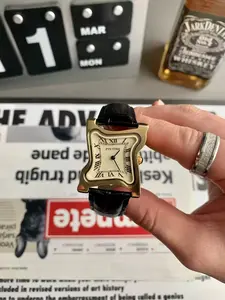 Dali Style Surreal Melting Watch, Irregular Case, Roman Numeral Dial, Analog Watch, Crocodile Strap, Unisex Artistic Watch