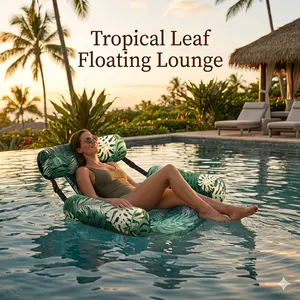 Top Selling 2 Pack Pool Lounge Chairs, Leaf Pattern Inflatable Water Floats, Portable Hammock Chair for Adult Summer Activities