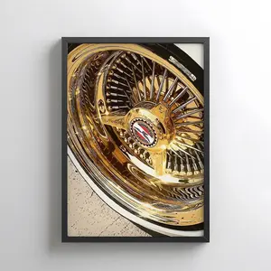 Vintage Lowrider Street Art V4- Classic Car Wheel Wall Print  NO FRAME