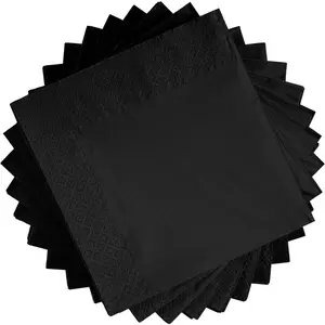 Black Premium Party Beverage Napkins, 100 Count 2-Ply 5"x5" Absorbent Disposable Paper Napkins Ideal for Parties Weddings Cocktails Events