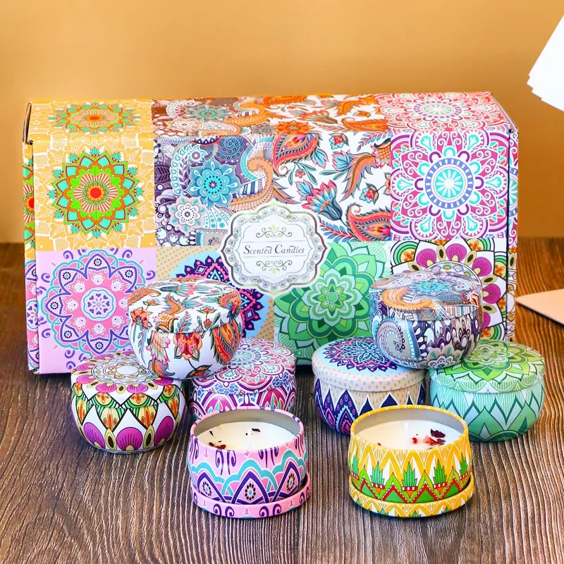 Scented Candles Gift Set, Romantic Candle Gift, 8Pcs, Fragrance, Aromatic Candle, Floral Candle, Aromatherapy Candles for Home, Portable Travel Hotel Candles, Natural Soy Wax Tin Jar Candles for Yoga, Bath, Long Lasting Candles Gift for Women
