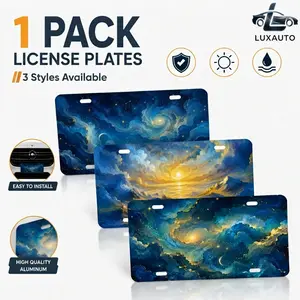 Galaxy License Plate, Decorative Aluminum Front Car Tag with Cosmic Nebula & Starry Sky Artwork for Car, Truck & SUV, Waterproof Metal Vanity Plate, 11.8 x 5.9 Inch, 1PC (No Screws Included)