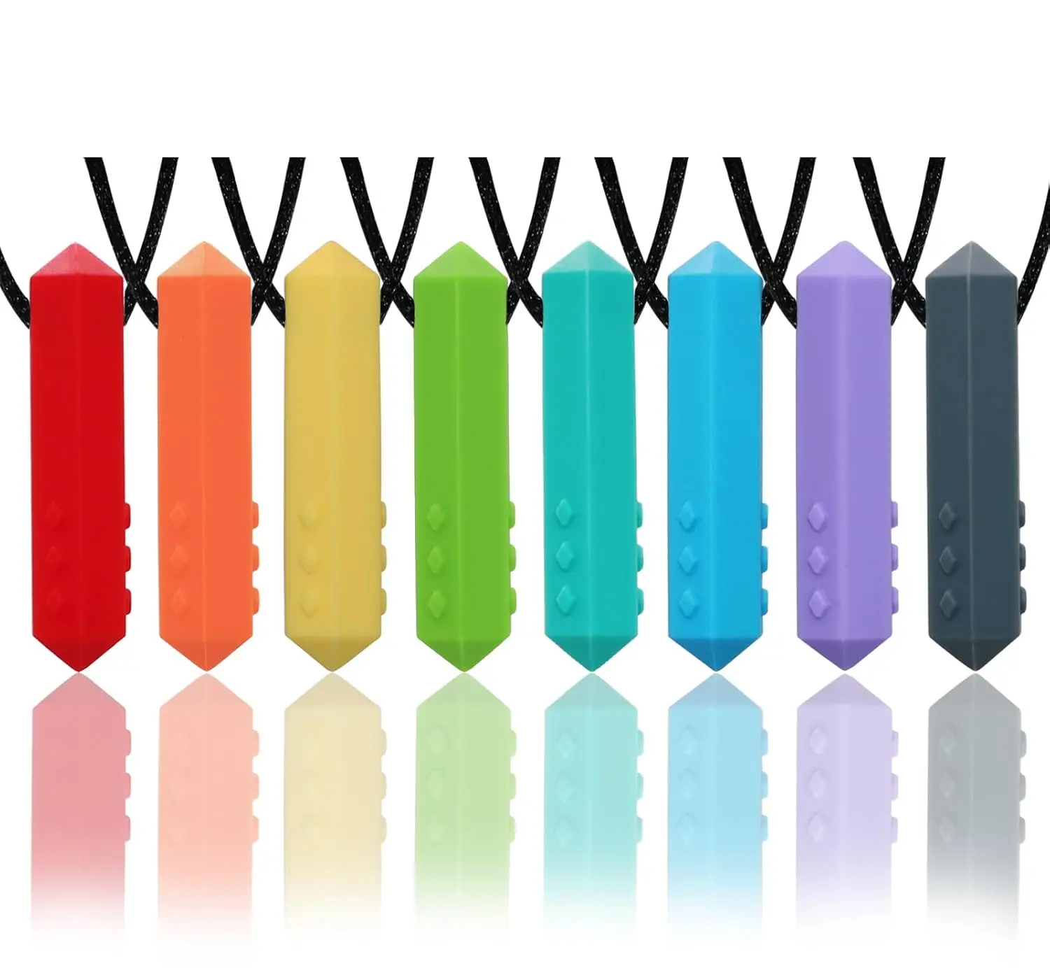 Sensory Kids, 8 Pack Chewy Necklace Sensory Toys for Kids with Autism, ADHD, SPD, Biting, Silicone Teething Necklace Oral Chew Toys for Adults Reduce Chewing