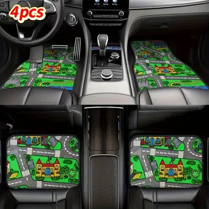 4pcs Retro Racing Car Floor Mats, Durable Interior Accessories for Trucks Sedans Suvs, Enhance Driving Comfort, Perfect Christmas Gift