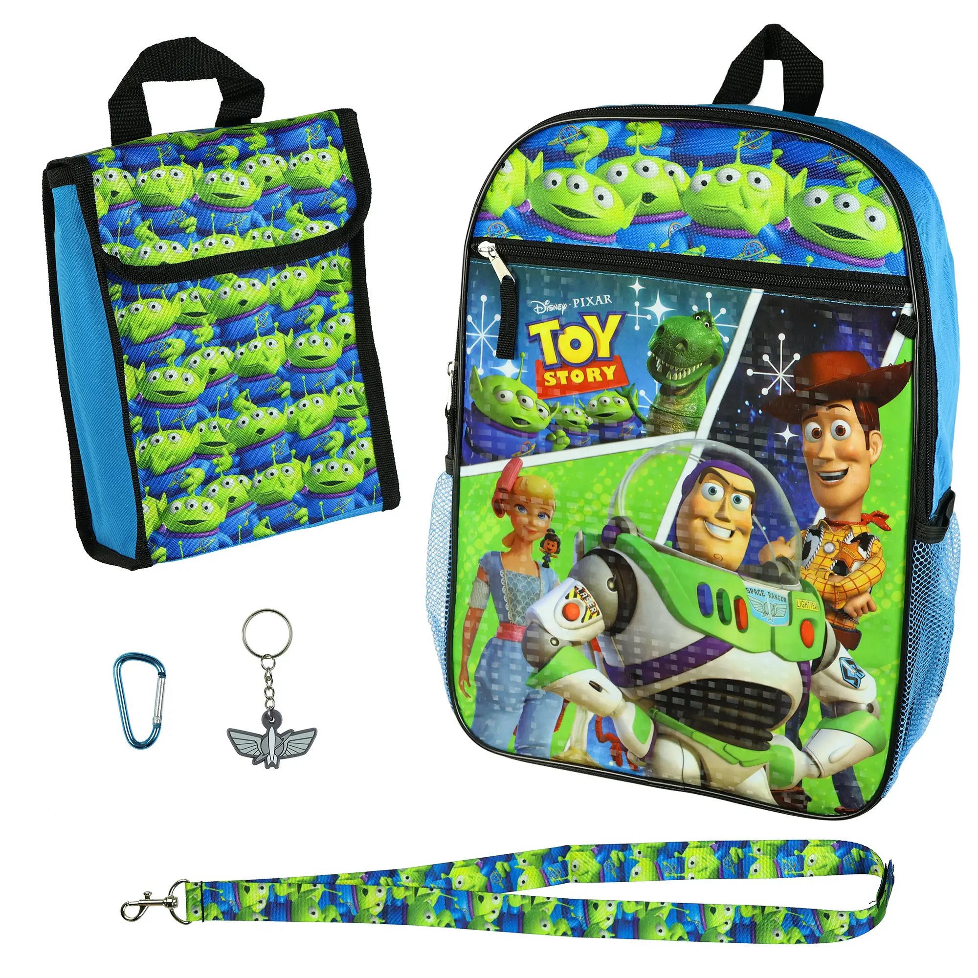 Disney Toy Story Animated Character Element Pattern Backpack Set, 16" 5-Piece School Supplies (Backpack with Detachable Insulated Lunch Box, Buzz Woody and Friends Design) for Back to School Hauls, One Size