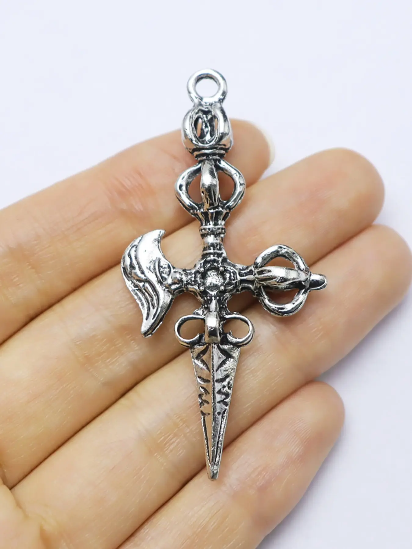 2pcs Retro Cross Pendant Religious Ornaments Buddhism Dharma Lanyard Bodhi Beads Keychain Pendant For Home Decor Gift