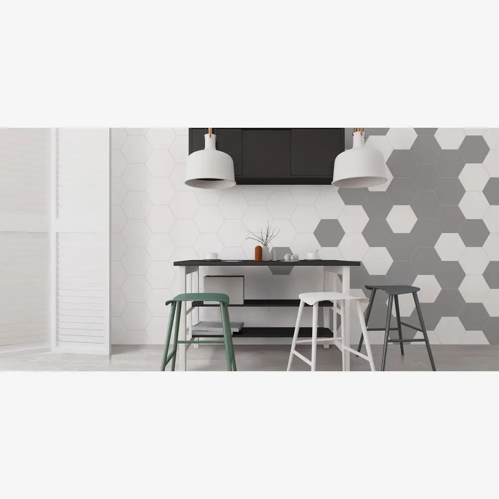 Madrid White 8x9 Hexagon Matte Porcelain Tile