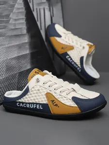 Men's Breathable Mesh Half Slip-On Sports Shoes, Casual Summer Footwear for Beach Outing & Daily Wear, Comfortable Fashion Design, Sneaker, Trainer