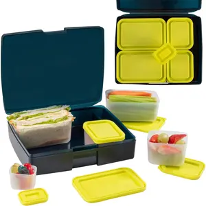 Bentology Bento Lunch Box with 5 Removable Containers ? Includes Measurements for Portion Control ? On-the-Go Meal and Snack Packing (Translucent Midnight)