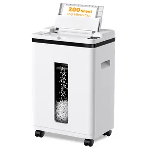 QUIETLEMON 200 Sheet Auto Feed Paper Shredder, Heavy Duty Micro Cut P-5 Security Shredder for Home Office, 7 Sheet Manual Feed, Shreds Credit Cards & Staples, 5.8 Gallon Bin