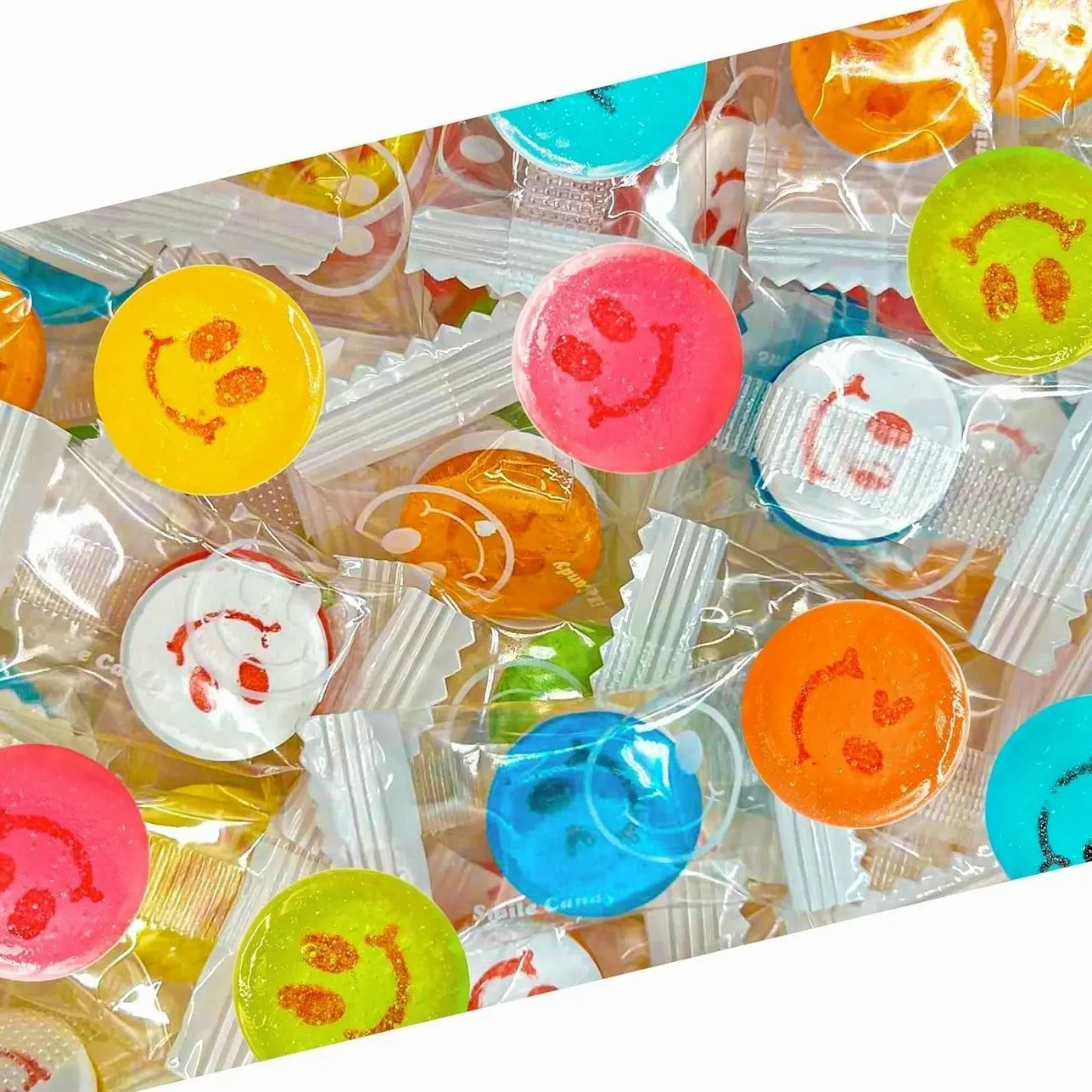 Happy Face Candy | 1 Lb Bag | Hard Candy Individually Wrapped | Assorted Fruit Flavors | Sweet & Sour Candies for Goodie Bags, Party Favors & Office Bowls