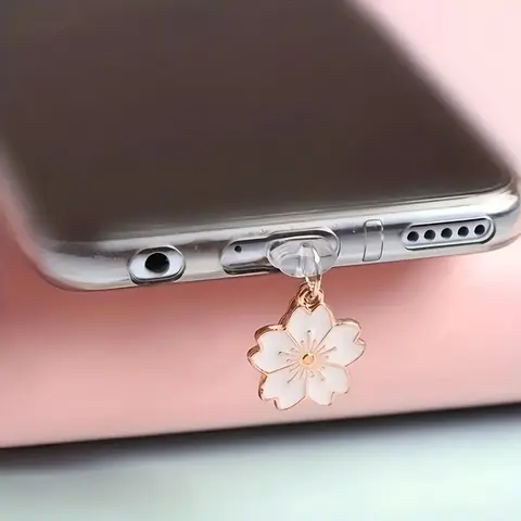 Flower Design Phone Dust Plug, Anti-Dust Charging Port Charm for iPhone & Type-C, Phone Accessories, Cell Phone Charms