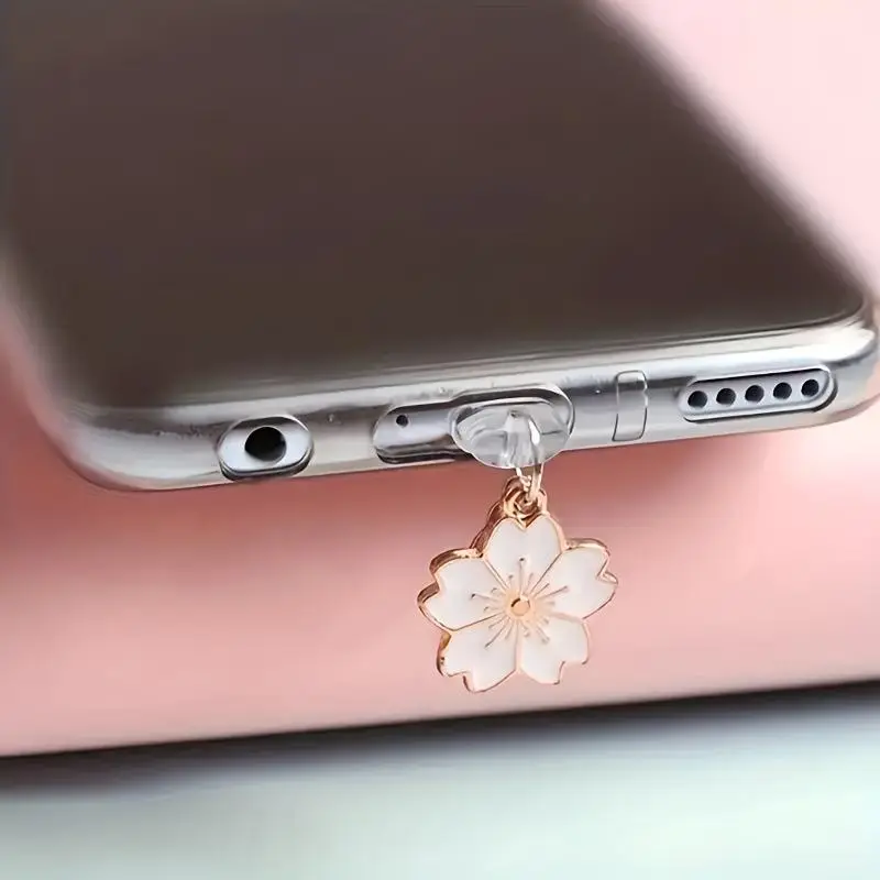 Cute Flower Design Phone Dust Plug, 1 Count Phone Charging Port Anti-Dust Plug, Cell Phone Dust Plug Charm, Phone Accessories for iPhone & Type C
