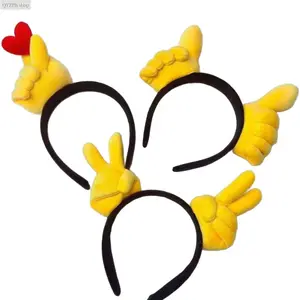 Cartoon Cute Headband – TikTok Viral Kawaii Plush Hair Accessory with Thumbs Up, Victory Sign & Heart Gesture Design, Soft Novelty Headdress for Women Girls, Party Cosplay, Festivals, Photo Props