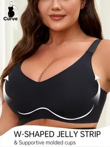 【Plus Size】 Leopard Print Wirefree Bra, Casual Comfortable Breathable Removable Chest Pads Bra, Women's Lingerie for All Seasons, Womenswear