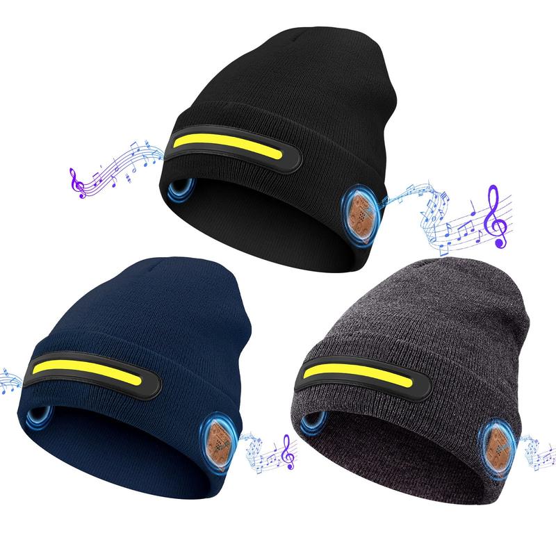 Bluetooth LED Woolen Hat – USB Rechargeable Unisex Winter Hat with Lights for Men, Women & Teens, Perfect Christmas & Birthday Gift, Stocking Stuffer – Black usb-c fast charging