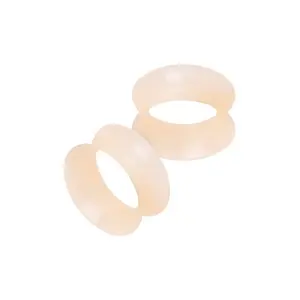 Double Flare Flesh Peach Silicone Plug Ear Tunnel 2 to 1/2 Gauge - Set