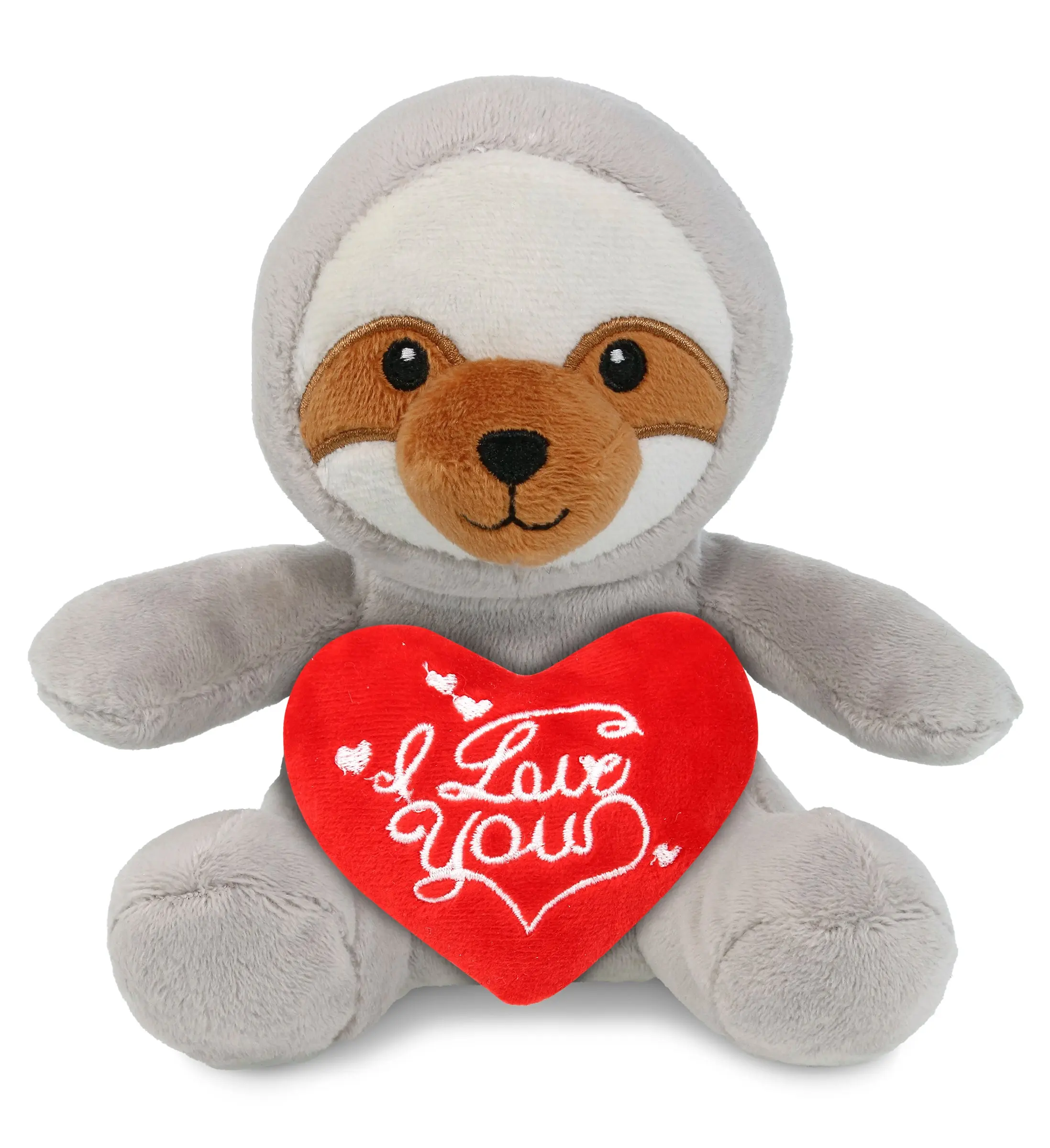 DOLLIBU 6" Polyester Plush Sloth Stuffed Toy - 5l x 4w x 6h in, Embroidered Red "I Love You" Message, Customized Name Dry Greeting Card, Red Gift Bag, Valentine's/Birthday Gift for Boyfriend, Bedroom Decoration