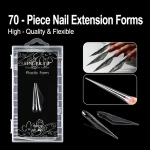 Extra Long Clear Dual Forms - Stiletto Nail Extension Molds with Scale Lines, Reusable Quick Building System for Polygel, Professional & DIY Nail Art Tools