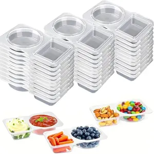 30pcs Reusable Snack Containers with Lids, Food Storage Set, 2 Compartment Containers for Pack Snacks,Leakproof Double Compartment Condiment Pack for Meal Prep, Portion Control,On-the-Go School Travel, Portable Snack Container