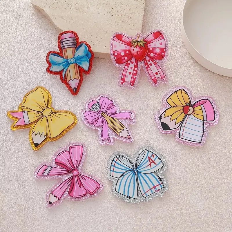 30Pcs Acrylic Glitter Flatback Charms For Badgereels Making