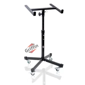 Studio Mixer Stand DJ Cart by GRIFFIN | Rolling Standing Rack On Casters with Adjustable Height | Portable Turntable Holder | Mobile Mount For Digital Drum Machine, Mixing Audio Gear & Music Equipment