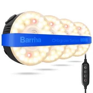 Barrina Orbgrow OG09 Puck Grow Light with Timer, 660nm Red LEDs, 36W(4 x 9W, 540 Watt Equiv), Full Spectrum Plant Light for Indoor Plants, Magnetic & Linkable, 5 Levels Dimmable, 4 Packs, Black