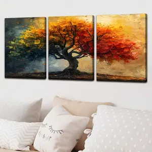 Tree Of Life Pattern Wooden Framed Canvas Painting, 3 Counts/set Modern Art Painting, Wall Art Decor for Home Living Room Bedroom Office, Ornaments