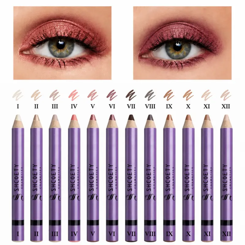 Women's 12-Color Vibrant Eyeshadow Pencil Cosmetics Set - Includes Sharpener, Multi-Color Eye Makeup Crayons, Holiday Gift for Makeup Lovers