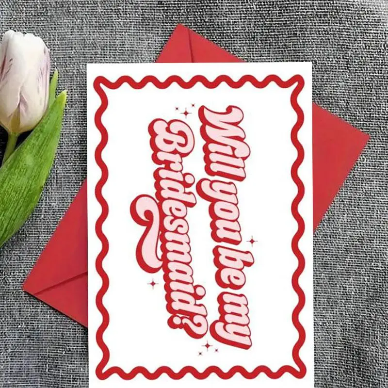 Will You Be My Bridesmaid Proposal Card, Retro Wavy Border Bridesmaid Gift Idea, Wedding Proposal Card, Gift for Bridesmaid