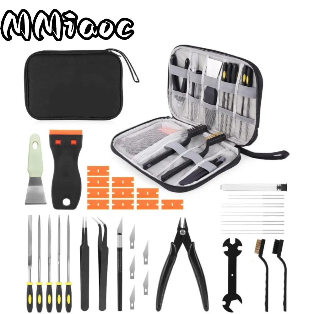3D Printer Tools Kit, 34pcs 3D Printer Accessories for All FDM/SLA Printers Includes Nozzle Cleaning, Removal Scrapers, Finishing Tools, 5 Types of Files,Brushes, Wire Cutter, Engraving Knife tiktokshopbacktoschool