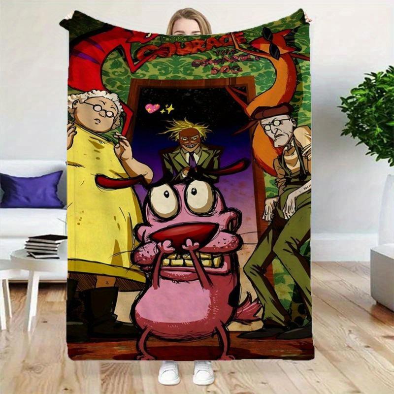 Courage The Cowardly Dog Nostalgia Blanket | Super Soft Flannel Throw | Kid Must-Have Gift for Cartoon Fans | Perfect for Home/Office/Parties