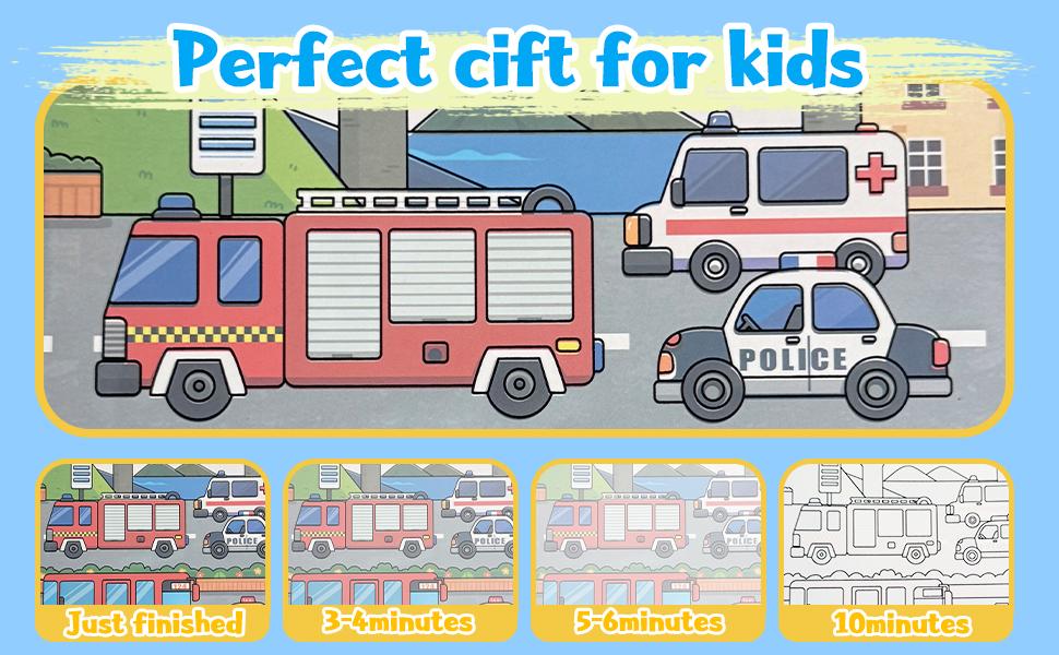 4Pcs Magic Water Painting Book for Kids Ages 3-6 – Reusable No-Mess Coloring Pad with Water Pen, Montessori Educational Drawing Toy for Travel, Birthday & Holiday Gift