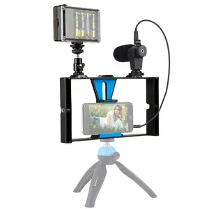 【2025 New 】PULUZ Video Kit: Rabbit Cage, Mic, Fill Light, Tripod, Remote for Smartphones  Cable Camera Selfie