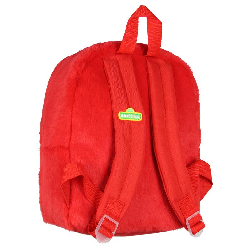 Sesame Street Plush Furry Elmo Smile Face 12 Inch Backpack For Daily Use